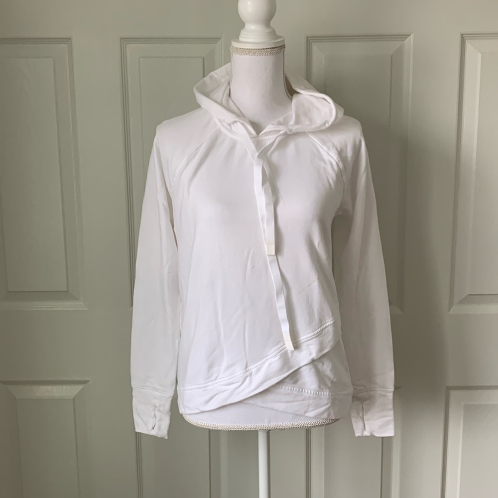 Athleta White Pinnacle Crisscross Hem Long Sleeve Hoodie